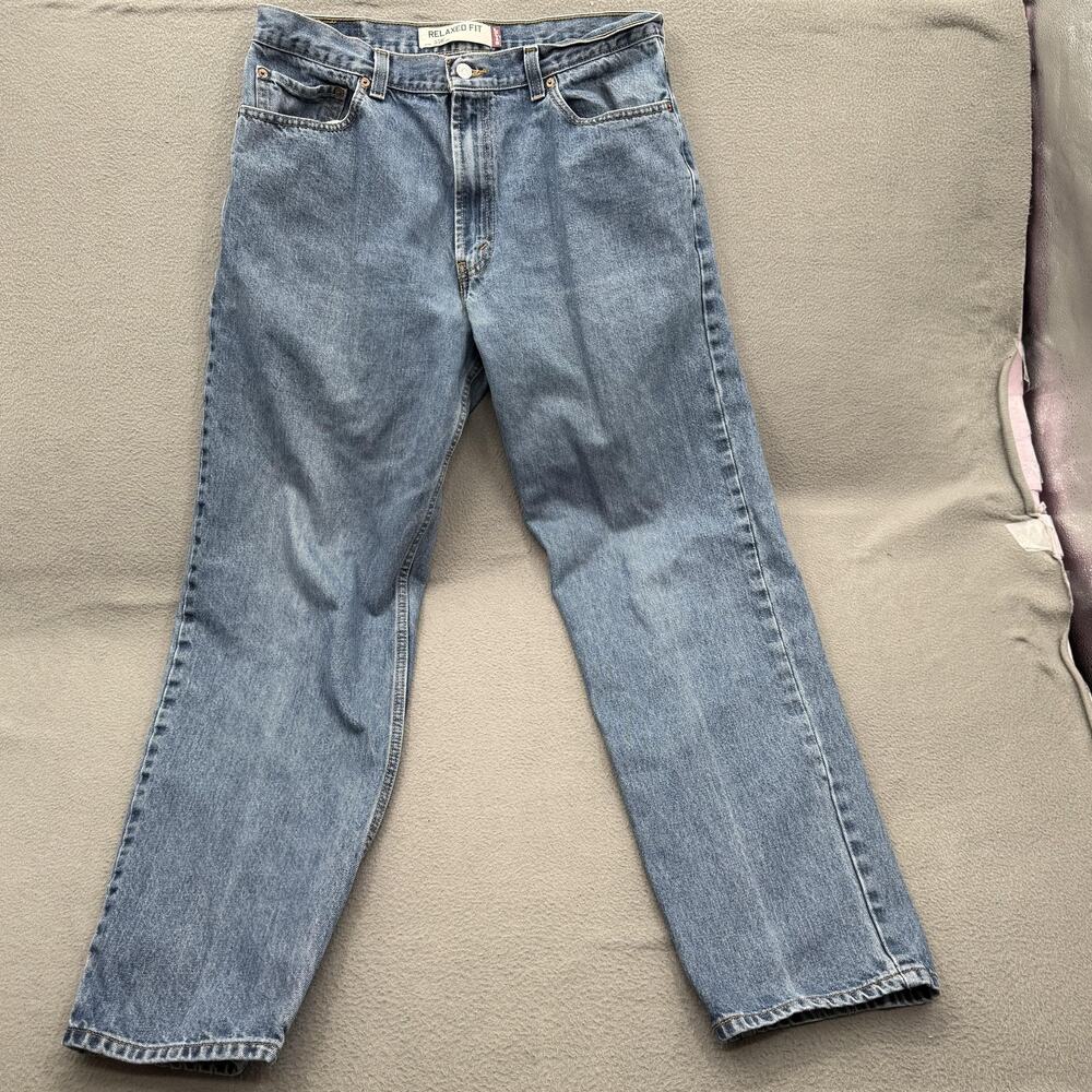 Levis 550 Jeans Mens 36x32 (Fits 34/31) Blue Relaxed Fit Tapered Leg Denim